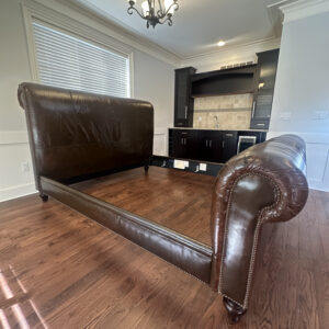 Ralph Lauren Home Jamaica Collection King Leather Bed Frame with Nailhead Trim
