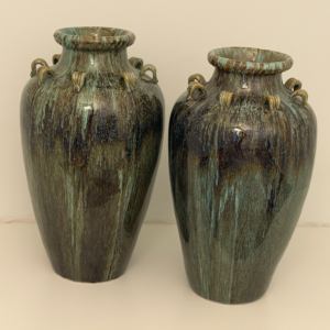 Pair of Mid-Century Drip Glaze Ceramic Vases