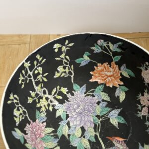 Vintage Chinese Famille Noire Porcelain Bowl