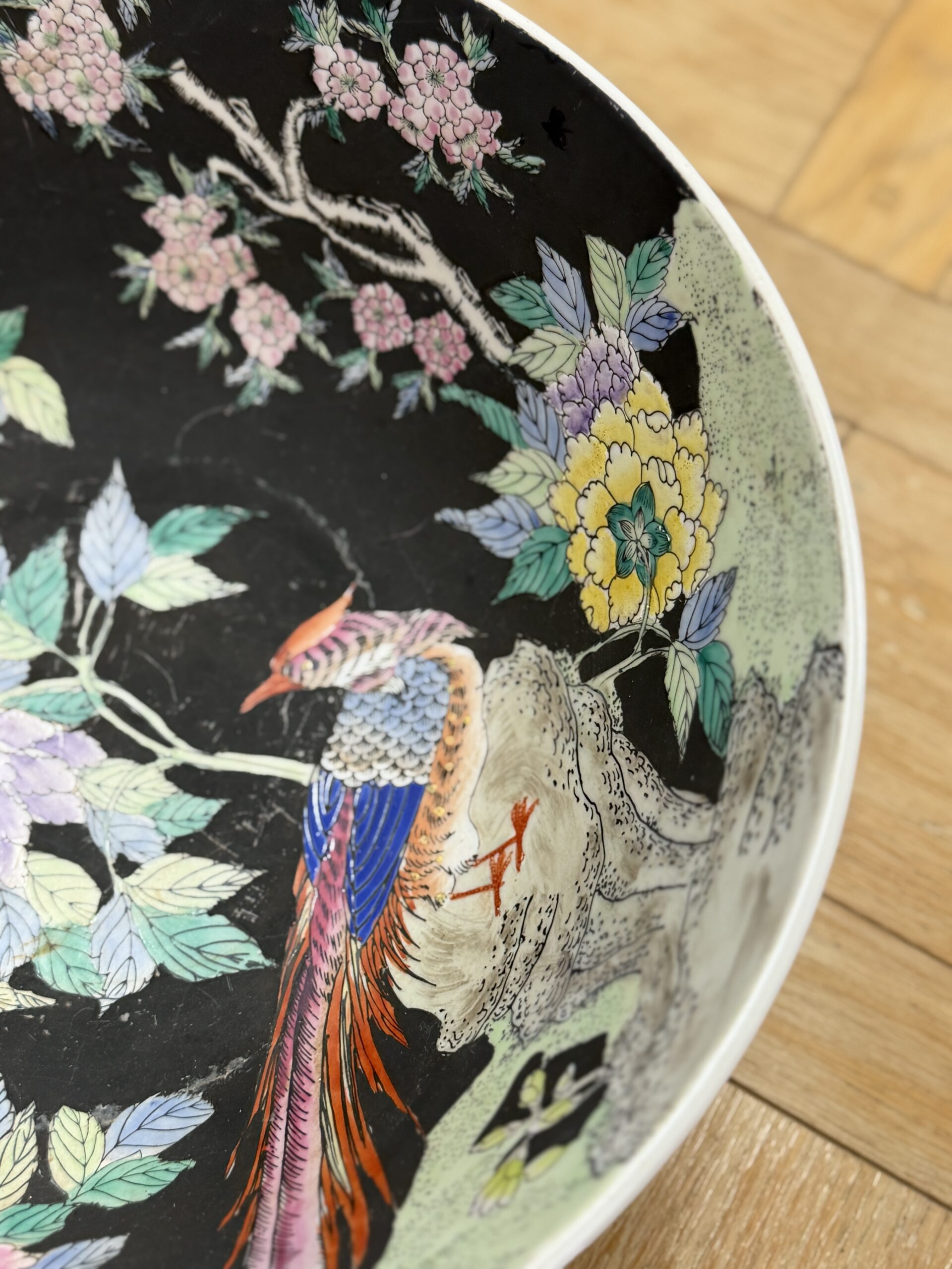 Vintage Chinese Famille Noire Porcelain Bowl - Image 2