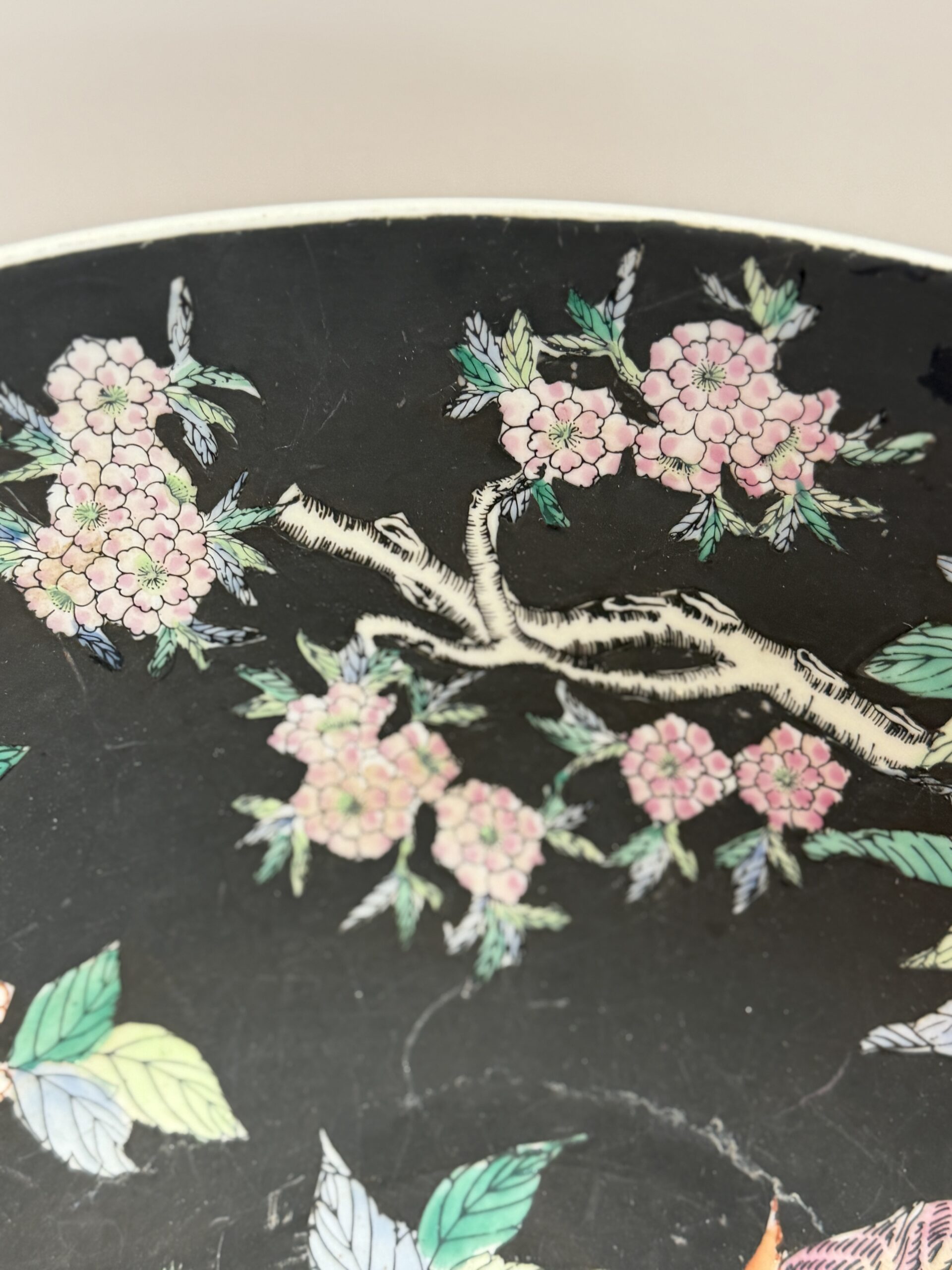 Vintage Chinese Famille Noire Porcelain Bowl - Image 3