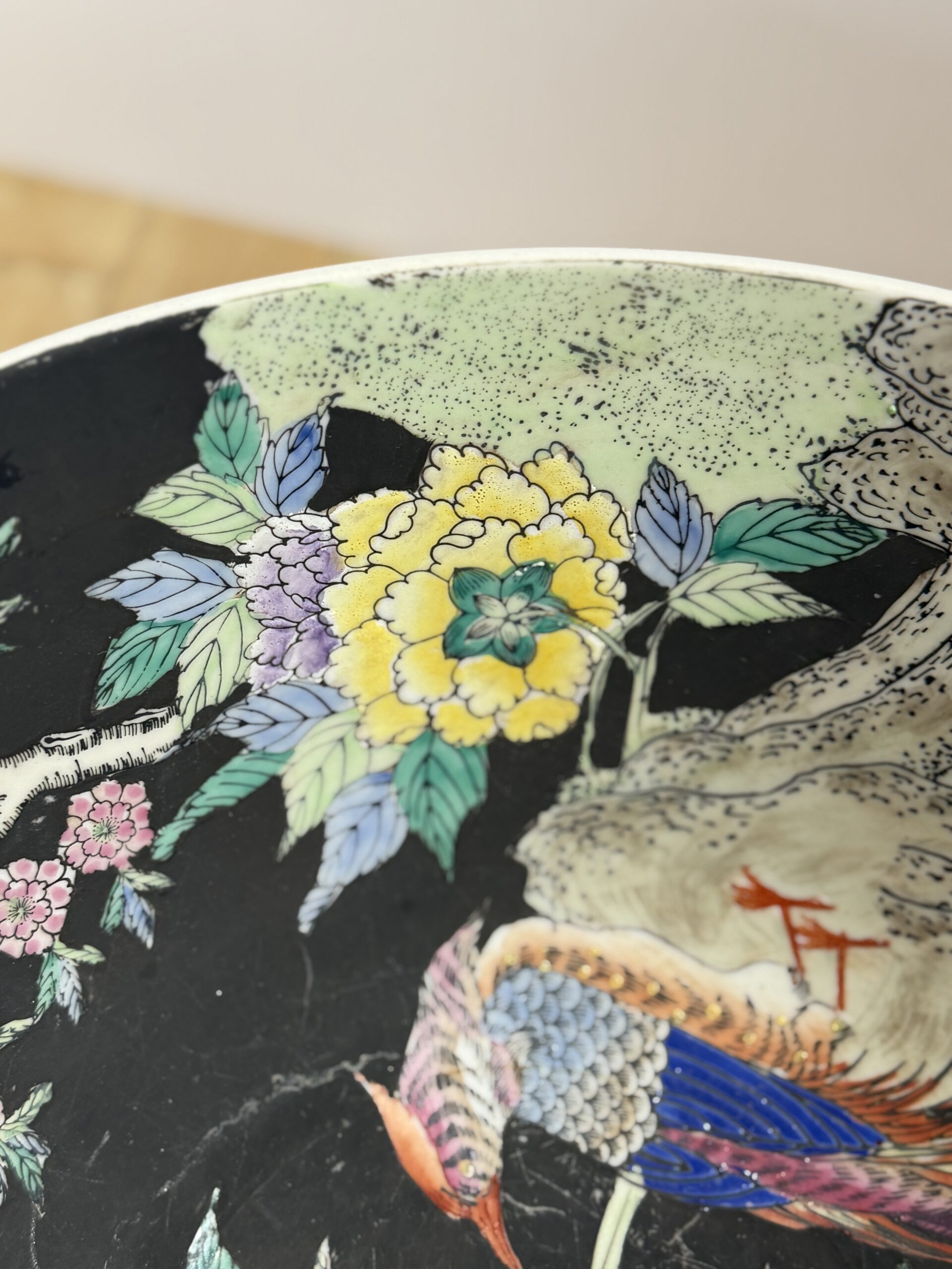Vintage Chinese Famille Noire Porcelain Bowl - Image 4