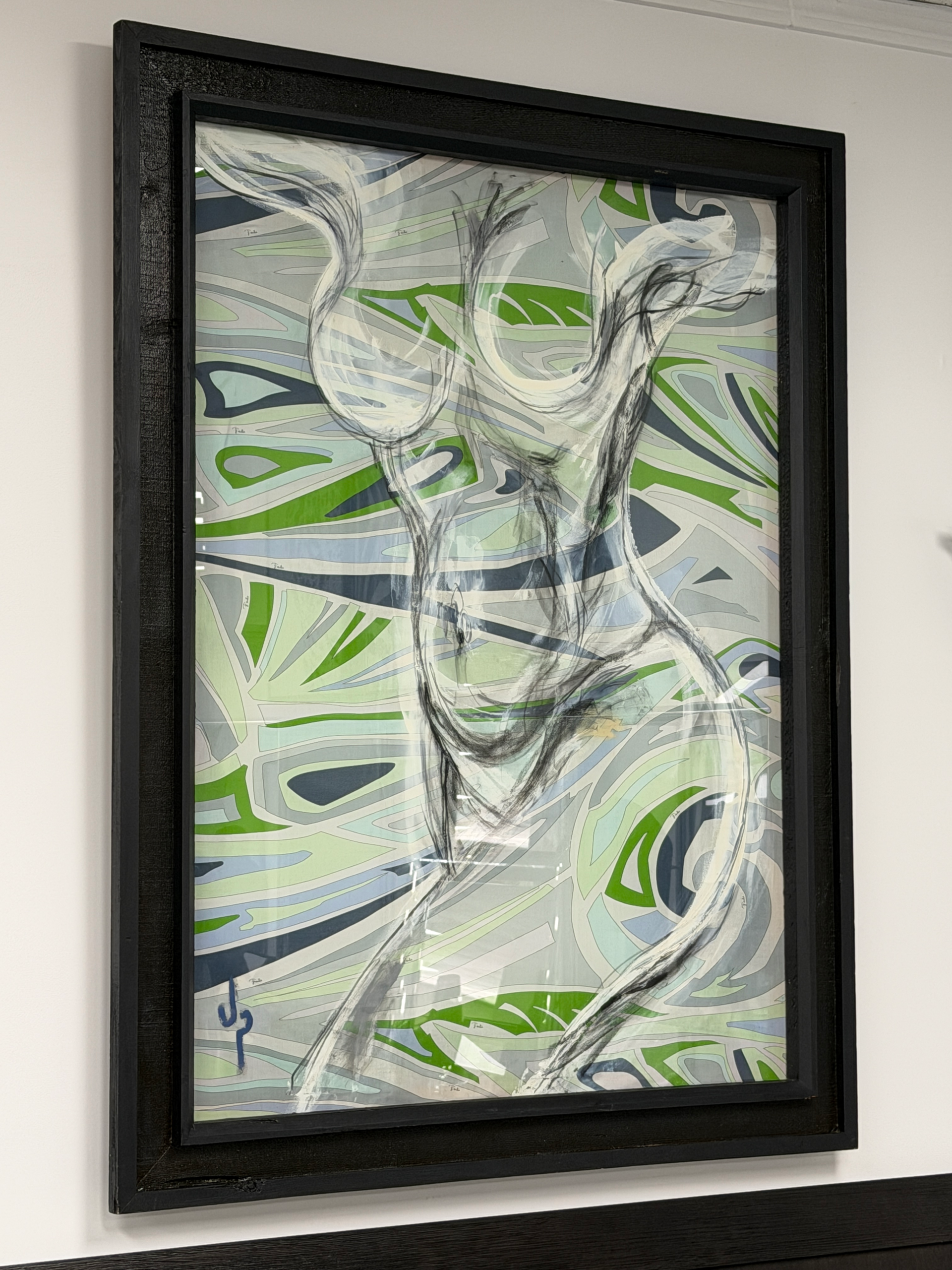 James Perry Mixed Media Figure on Fiorio Fabric - Image 4