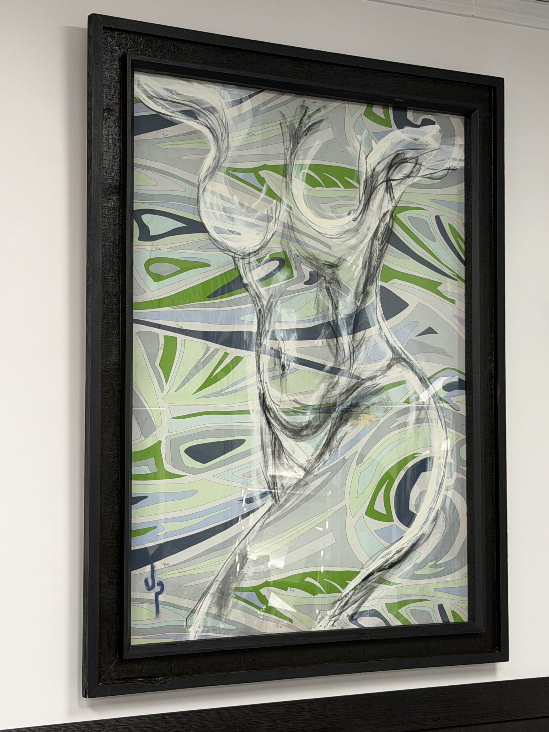 James Perry Mixed Media Figure on Fiorio Fabric - Image 3
