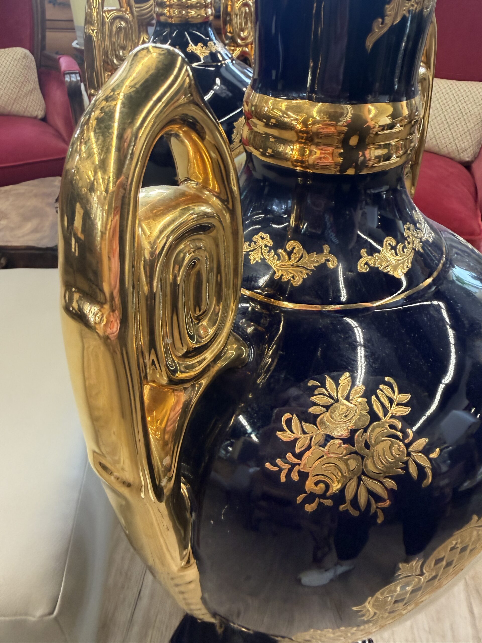 Pair of French Sèvres-Style Cobalt Blue Palace Urns - Image 7