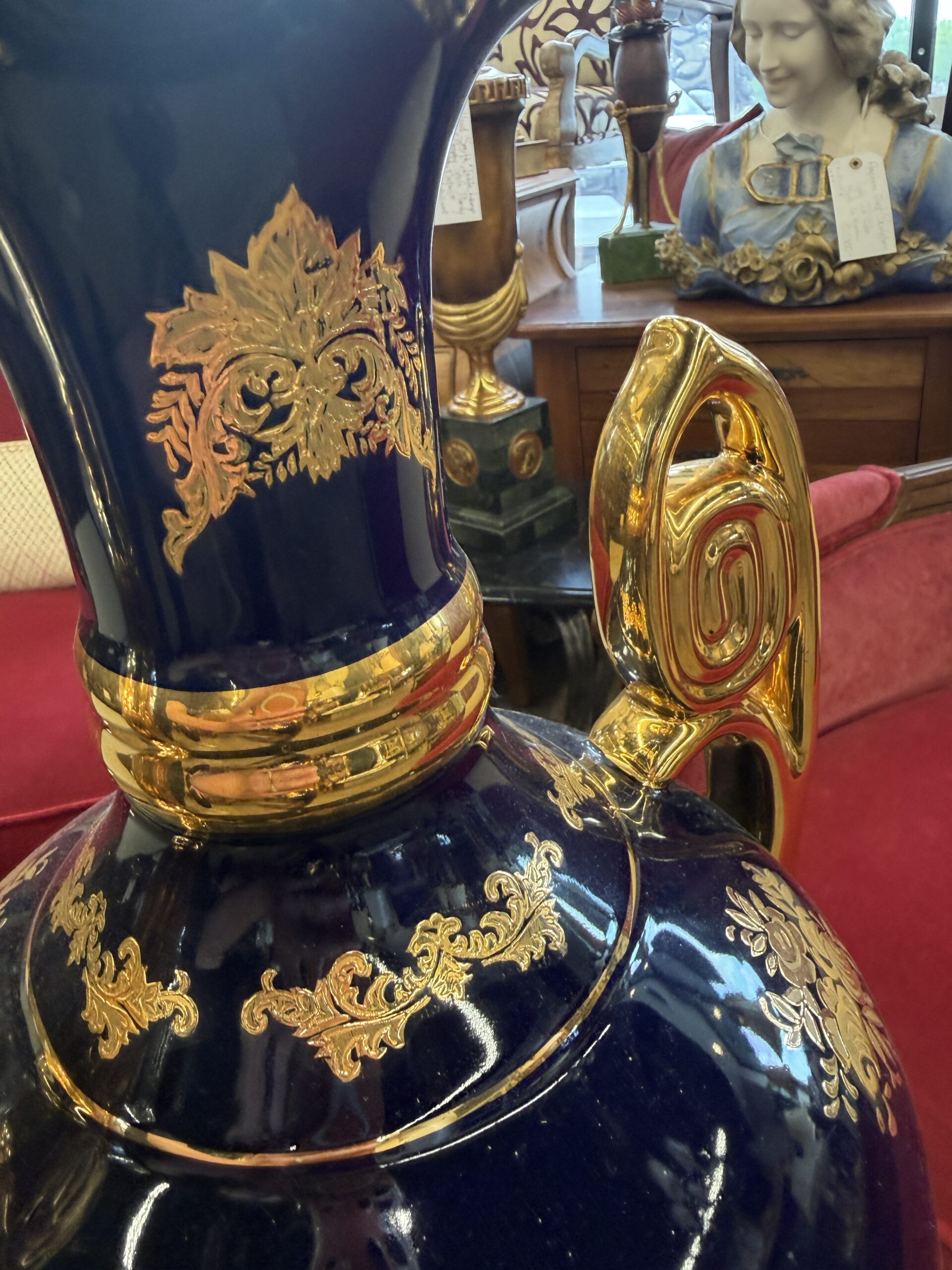 Pair of French Sèvres-Style Cobalt Blue Palace Urns - Image 3